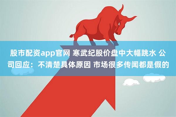 股市配资app官网 寒武纪股价盘中大幅跳水 公司回应：不清楚具体原因 市场很多传闻都是假的