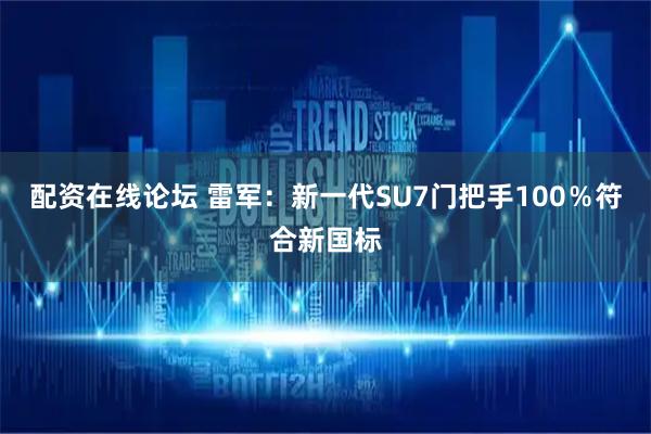 配资在线论坛 雷军：新一代SU7门把手100％符合新国标